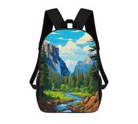 sinyumoney Yosemite River Pixel Art Mochila Con Bolsillo Mochilas Impresas En 3D, Mochilas De Viaje, Mochilas Para Libros, Mochila Escolar Para Niños 17inch