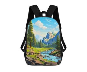 sinyumoney Yosemite Spring Pixel Art Mochila Escolar Para Niños De 17 Pulgadas, Mochila Informal De Viaje Para Niños Y Niñas, Mochila De Gran Capacidad Para El Día A Día 17inch
