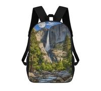 sinyumoney Yosemite Valley Waterfall Moon Mochila Escolar De 17 Pulgadas Para Adolescentes, Con Estampado 3D, Ajustable Y Con Bolsillos, Ideal Para Niños, Niñas Y Estudiantes.