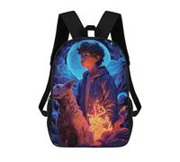 sinyumoney Young Boy with Mystical Dog Mochila Escolar Para Niñas Y Niños, Mochilas De Gran Capacidad, Mochilas Ligeras Para Niños Y Estudiantes 17inch