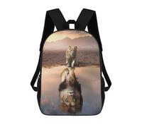 sinyumoney Young Lion Reflection in Water Mochila Escolar Infantil Impresa En 3D Para Niños, Mochilas De Viaje De Alta Capacidad, Bolsas Para Libros, Mochila Escolar Infantil 17inch