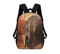 sinyumoney Zebra Drinking at Sunset Mochilas Impresas En 3D Para Niños, Mochila Escolar, Mochila Informal Para Exteriores, Mochila Informal De Moda Para Niños, Lindas Bolsas De Viaje 17inch
