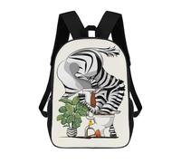 sinyumoney Zebra Drinking from Toilet Mochila Infantil De 17 Pulgadas, Mochila Escolar Con Estampado 3D De Dibujos Animados Para Niños Y Adolescentes.