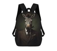 sinyumoney Zebra in Suit Fashionable Animal Art Mochila Escolar De 17 Pulgadas Impresa En 3D Mochilas Infantiles Mochila Genial Impresa En 3D Para Niños De Primaria Y Secundaria