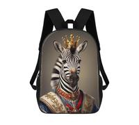 sinyumoney Zebra King Portrait Mochila Escolar Impresa En 3D Para Niños, Mochila Escolar, Mochilas De Viaje, Bolso Informal De Moda Para Niños Y Estudiantes 17inch