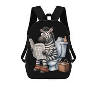 sinyumoney Zebra on Toilet Reading Newspaper Mochilas De 17 Pulgadas Para Niños, Mochilas Escolares Impresas En 3D Para Estudiantes De Primaria Y Secundaria, Para Niños Y Niñas.