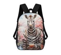 sinyumoney Zebra with Coffee in Spring Mochila Escolar Infantil De 17 Pulgadas, Mochila Escolar Impresa En 3D Para Niños De Primaria Y Secundaria