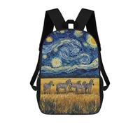 sinyumoney Zebras Under A Starry Night Sky Mochila De Moda Para Papelería, Impermeable, Informal, Para Hombres, Mujeres Y Adolescentes 17inch