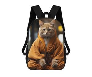 sinyumoney Zen Cat Monk Mochila Grande Escolar Para Niños - Perfecta Para Viajes, Trabajo Y Uso Diario 17inch