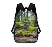 sinyumoney Zen Japanese Temple Pagoda Mochila Escolar Para Niñas 17inch Mochila Informal Ligera Para Niños Y Niñas, Ideal Para Estudiantes De Secundaria