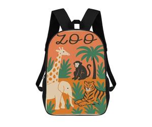 sinyumoney Zoo Animals Illustration Mochila Impermeable Para Ordenador Portátil Para Acampada, Aventuras Al Aire Libre Y Viajes Diarios 17inch