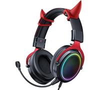 Sinyuyong Auriculares for Juegos de PC con luz RGB y micrófono con cancelación de Ruido, Lindos Auriculares con Cable USB con Sonido Envolvente estéreo(Black)