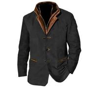 Sinyuyong Chaqueta vintage de ante sintético for hombre, forro polar, botones gruesos, cuello de solapa, estilo ropa de trabajo(D,XXL)