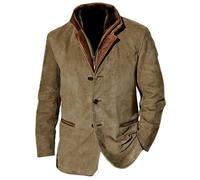 Sinyuyong Chaqueta vintage de ante sintético for hombre, forro polar, botones gruesos, cuello de solapa, estilo ropa de trabajo(A,XXXXX-Large)