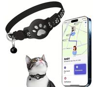 Sinyuyong Collar rastreador for Gatos pequeños - Rastreador GPS en Tiempo Real sin cuota mensual, rastreador for Mascotas (Solo iOS), no Requiere SIM (Collar + rastreador Blanco)(Black)