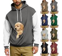 Sinyuyong Pet Carrier Hoodies for Men Cat Dog Puppy Autumn Winter Long Sleeve Comfortable Warm Lightweight Fleece Pullover(B,XXX-Large)