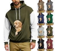 Sinyuyong Pet Carrier Hoodies for Men Cat Dog Puppy Autumn Winter Long Sleeve Comfortable Warm Lightweight Fleece Pullover(H,XXL)
