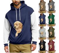Sinyuyong Pet Carrier Hoodies for Men Cat Dog Puppy Autumn Winter Long Sleeve Comfortable Warm Lightweight Fleece Pullover(E,XL)