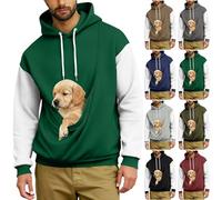 Sinyuyong Pet Carrier Hoodies for Men Cat Dog Puppy Autumn Winter Long Sleeve Comfortable Warm Lightweight Fleece Pullover(G,S)