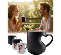 Sinyuyong Taza mágica en forma de corazón for el día de San Valentín, taza de café de cerámica que cambia de color, for parejas recién casadas y parejas comprometidas(2pcs)