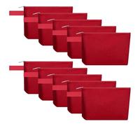 Sinzip 10 bolsas de maquillaje de lona de algodón con parte inferior y correa, bolsa de cosméticos multiusos con cremallera, bolsa de aseo de viaje, bolsa de manualidades en blanco, Rojo -, XS