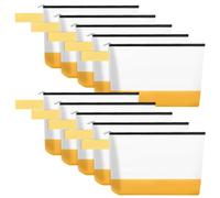 Sinzip 10 bolsas de maquillaje de lona de algodón con parte inferior y correa, bolsa de cosméticos multiusos con cremallera, bolsa de aseo de viaje, bolsa de manualidades en blanco, blanco, amarillo,