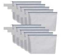 Sinzip 10 bolsas de maquillaje de lona de algodón con parte inferior y correa, bolsa de cosméticos multiusos con cremallera, bolsa de aseo de viaje, bolsa de manualidades en blanco, Gris, L