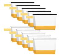 Sinzip 10 bolsas de maquillaje de lona de algodón con parte inferior y correa, bolsa de cosméticos multiusos con cremallera, bolsa de aseo de viaje, bolsa de manualidades en blanco, blanco, amarillo,