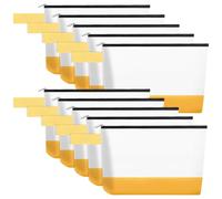 Sinzip 10 bolsas de maquillaje de lona de algodón con parte inferior y correa, bolsa de cosméticos multiusos con cremallera, bolsa de aseo de viaje, bolsa de manualidades en blanco, blanco, amarillo,