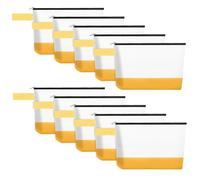 Sinzip 10 bolsas de maquillaje de lona de algodón con parte inferior y correa, bolsa de cosméticos multiusos con cremallera, bolsa de aseo de viaje, bolsa de manualidades en blanco, blanco, amarillo,