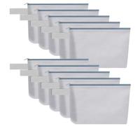 Sinzip 10 bolsas de maquillaje de lona de algodón con parte inferior y correa, bolsa de cosméticos multiusos con cremallera, bolsa de aseo de viaje, bolsa de manualidades en blanco, Gris, M