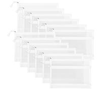 Sinzip 12 bolsas de malla de nailon con cremallera, bolsas de cosméticos de malla, bolsas de maquillaje, estuche para lápices, bolsas de viaje multiusos para cosméticos, suministros de oficina y