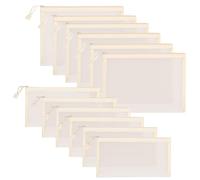 Sinzip 12 bolsas de malla de nailon con cremallera, bolsas de cosméticos de malla, bolsas de maquillaje, estuche para lápices, bolsas de viaje multiusos para cosméticos, suministros de oficina y