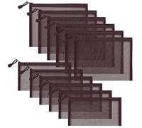 Sinzip 12 bolsas de malla de nailon con cremallera, bolsas de cosméticos de malla, bolsas de maquillaje, estuche para lápices, bolsas de viaje multiusos para cosméticos, suministros de oficina y