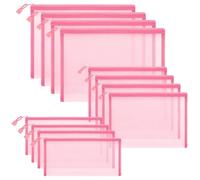Sinzip 12 bolsas de malla de nailon con cremallera, bolsas de cosméticos de malla, bolsas de maquillaje, estuche para lápices, bolsas de viaje multiusos para cosméticos, suministros de oficina y