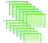 Sinzip 12 bolsas de malla de nailon con cremallera, bolsas de cosméticos de malla, bolsas de maquillaje, estuche, bolsas de viaje multiusos para cosméticos, suministros de oficina escolares y