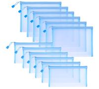 Sinzip 12 bolsas de malla de nailon con cremallera, bolsas de cosméticos de malla, bolsas de maquillaje, estuche para lápices, bolsas de viaje multiusos para cosméticos, suministros de oficina y