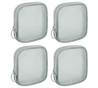 Sinzip 4 bolsas de malla de nailon con cremallera, bolsas de cosméticos de malla, bolsas de maquillaje, bolsas de aseo de viaje multiusos para suministros de oficina y accesorios de viaje, Gris, S,