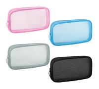 Sinzip 4 bolsas de malla de nailon con cremallera, bolsas de cosméticos de malla, bolsas de maquillaje, bolsas de aseo de viaje multiusos para suministros de oficina y accesorios de viaje, Multi