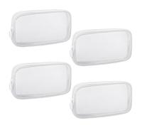 Sinzip 4 bolsas de malla de nailon con cremallera, bolsas de cosméticos de malla, bolsas de maquillaje, bolsas de aseo de viaje multiusos para suministros de oficina y accesorios de viaje, Blanco, M