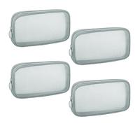 Sinzip 4 bolsas de malla de nailon con cremallera, bolsas de cosméticos de malla, bolsas de maquillaje, bolsas de aseo de viaje multiusos para suministros de oficina y accesorios de viaje, Gris, M