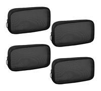 Sinzip 4 bolsas de malla de nailon con cremallera, bolsas de cosméticos de malla, bolsas de maquillaje, bolsas de aseo de viaje multiusos para suministros de oficina y accesorios de viaje, Negro, M