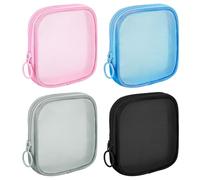 Sinzip 4 bolsas de malla de nailon con cremallera, bolsas de cosméticos de malla, bolsas de maquillaje, bolsas de aseo de viaje multiusos para suministros de oficina y accesorios de viaje, Multi
