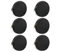 Sinzip 6 bolsas de maquillaje redondas de lona de algodón con parte inferior, multiusos, con cremallera, monedero, bolsa de cosméticos, bolsa de aseo de viaje, bolsa de manualidades en blanco, Negro