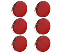 Sinzip 6 bolsas de maquillaje redondas de lona de algodón con parte inferior, multiusos, con cremallera, monedero, bolsa de cosméticos, bolsa de aseo de viaje, bolsa de manualidades en blanco, Rojo -,