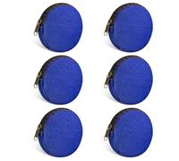 Sinzip 6 bolsas de maquillaje redondas de lona de algodón con parte inferior, multiusos, con cremallera, monedero, bolsa de cosméticos, bolsa de aseo de viaje, bolsa de manualidades en blanco, Azul,