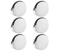Sinzip 6 bolsas de maquillaje redondas de lona de algodón con parte inferior, multiusos, con cremallera, monedero, bolsa de cosméticos, bolsa de aseo de viaje, bolsa de manualidades en blanco, Blanco,