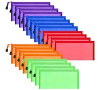 Sinzip Paquete de 20 bolsas de malla con cremallera multicolor, bolsas para lápices con cremallera, bolsas de viaje multiusos para cosméticos, suministros de oficina y accesorios de viaje, 10 colores (surtidos F)