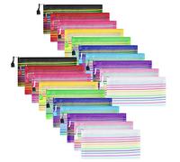 Sinzip Paquete de 20 bolsas de malla multicolor con cremallera, bolsas para lápices con cremallera, bolsas de viaje multiusos para cosméticos, suministros de oficina y accesorios de viaje, 10 colores