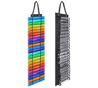 Sinzip Portarrollos de vinilo con 24 compartimentos, organizador de vinilo para colgar sobre la puerta y montaje en pared, estante de almacenamiento para uso en casa u oficina (negro, 24)